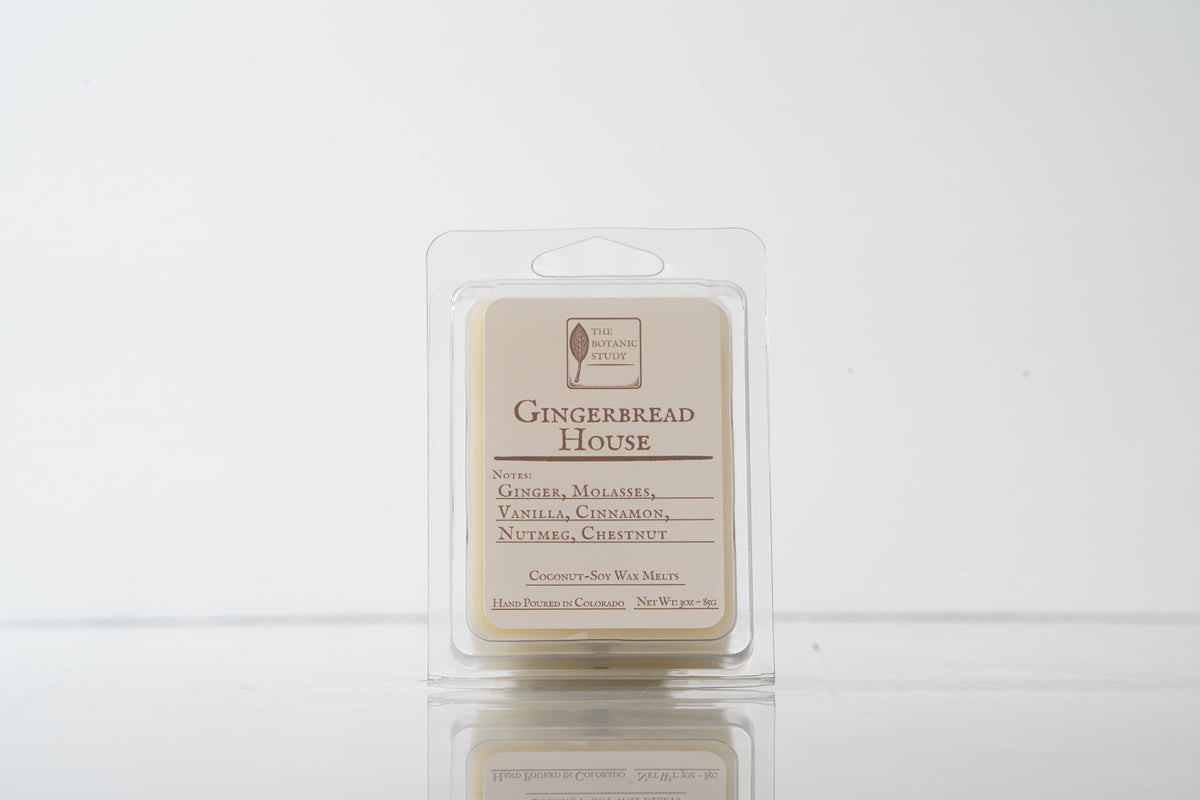 Gingerbread House wax melt packaging on a white background