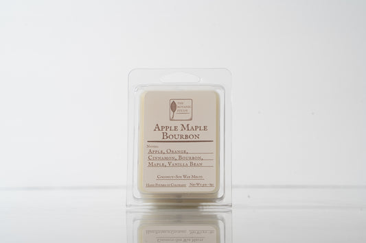 Apple Maple Bourbon wax melt packaging on a white background
