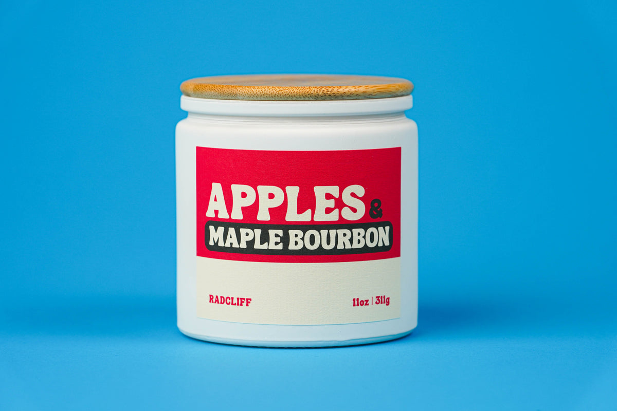 Apples & Maple Bourbon Candle - 11 oz white jar with bamboo lid