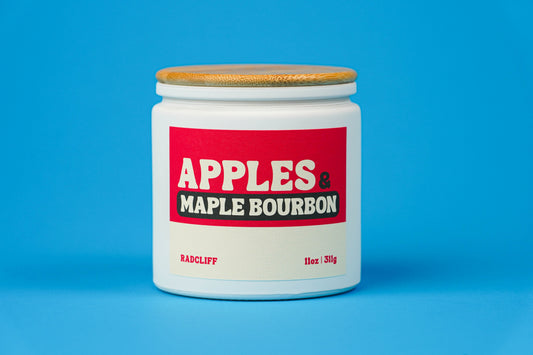 Apples & Maple Bourbon Candle - 11 oz white jar with bamboo lid