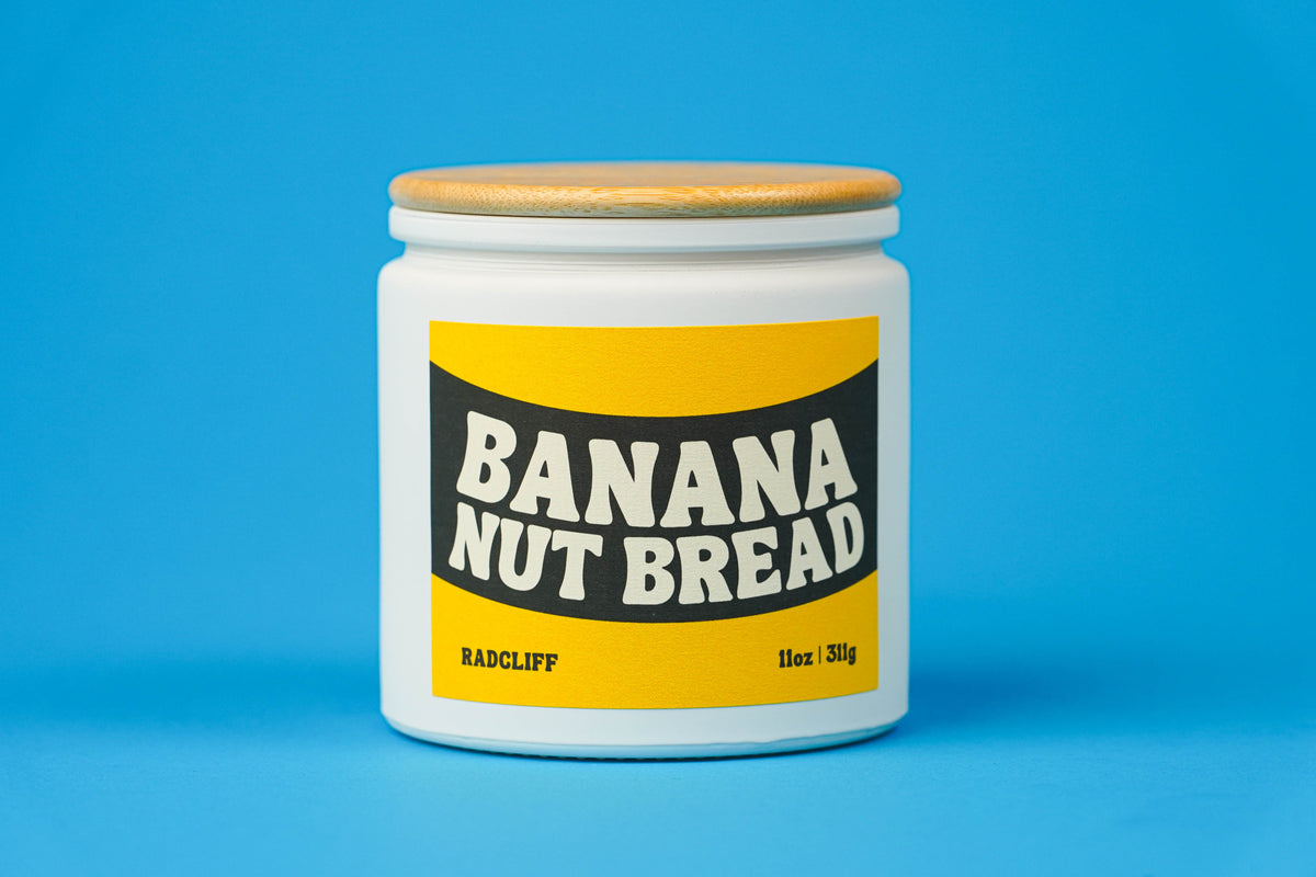 Banana Nut Bread Candle - 11 oz white jar with bamboo lid