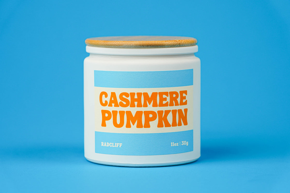 Cashmere Pumpkin Candle - 11 oz white jar with bamboo lid