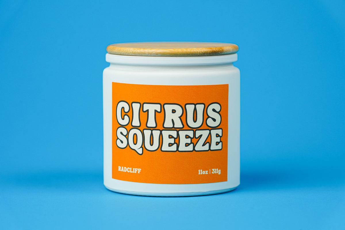Citrus Squeeze Candle - 11 oz white jar with bamboo lid