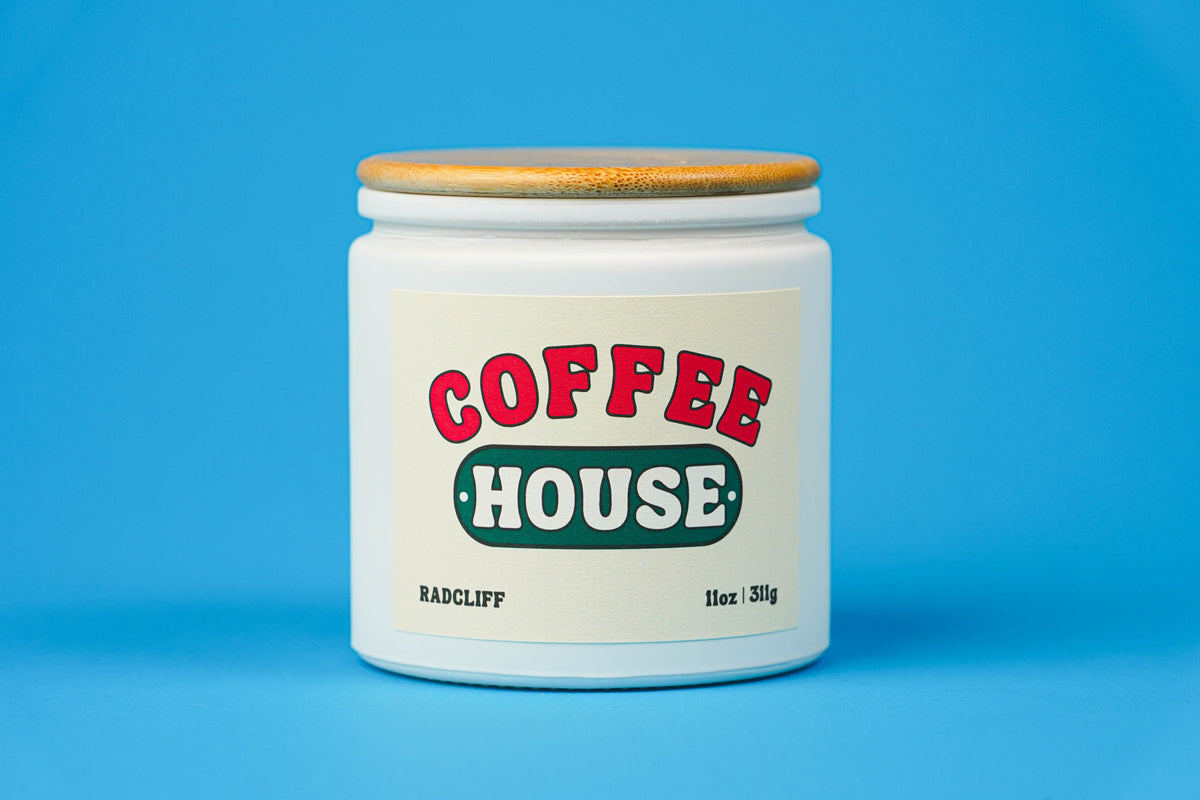 Coffee House Candle - 11 oz white jar with bamboo lid