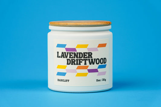 Lavender Driftwood Candle - 11 oz white jar with bamboo lid